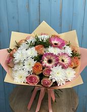 Букет цветов из:  Розы, Герберы и Хризантемы в Сеченово
