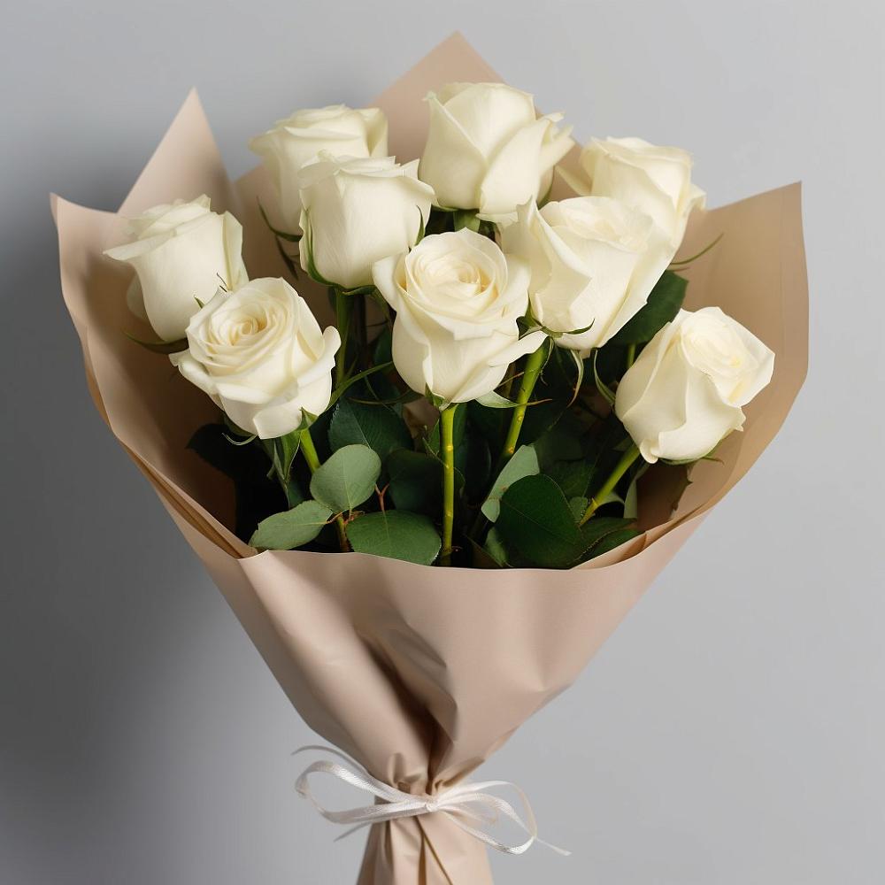 Букет 9 Белых роз Эдлесс Лав в Сеченово