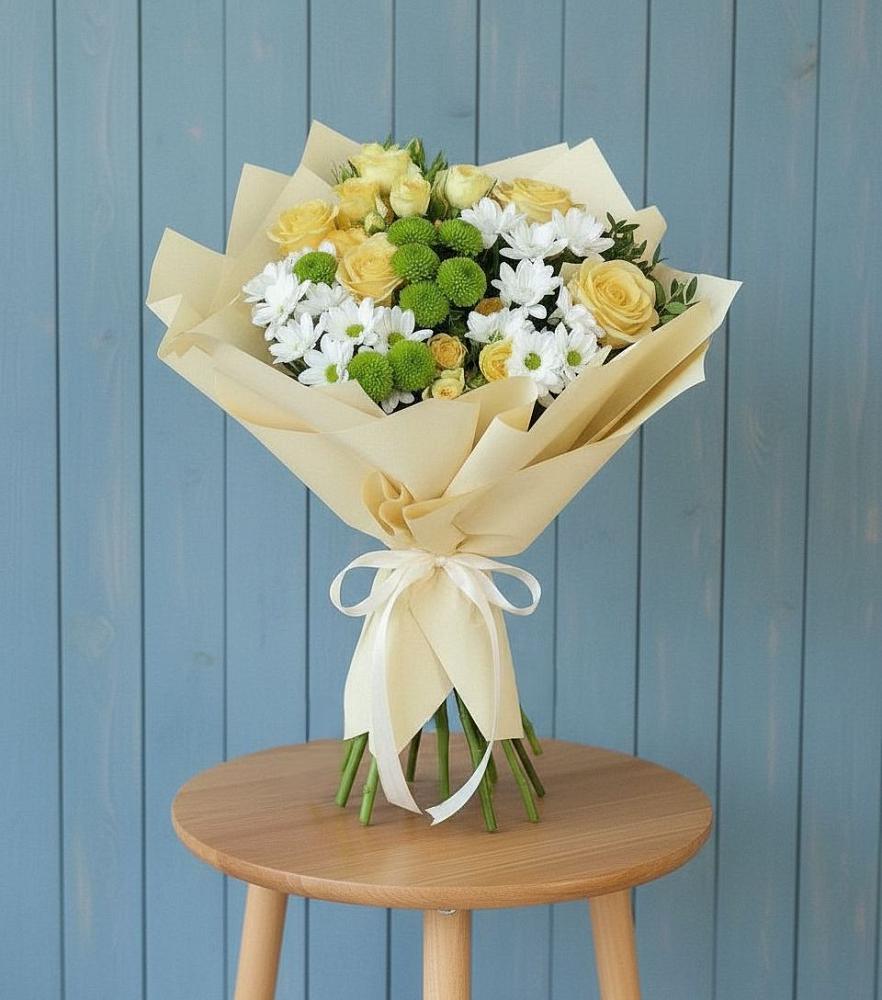 Букет цветов из: Хризантемы и Розы в Сеченово