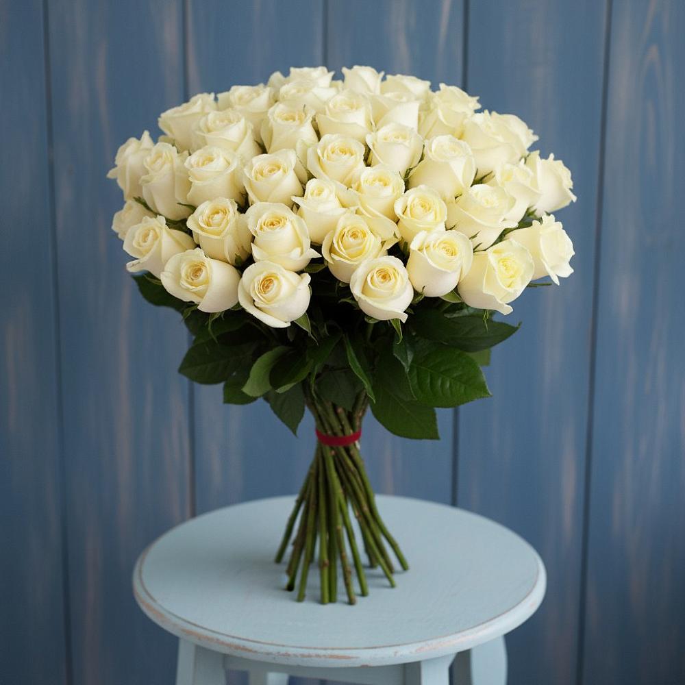 Букет 51 Белая роза Эдлесс Лав в Сеченово