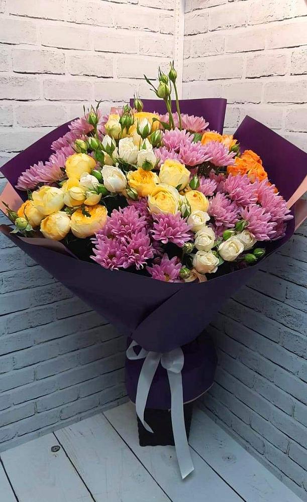 Букет цветов из: Хризантемы и Розы в Сеченово