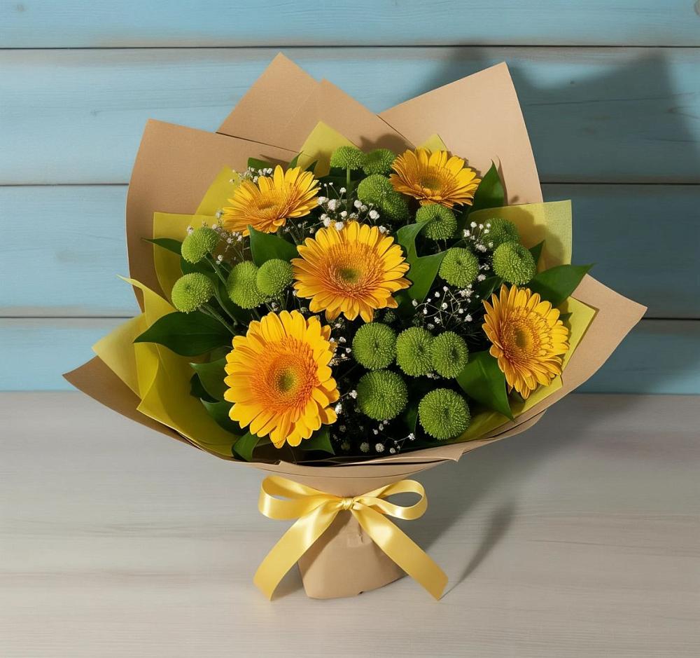 Букет цветов из: Герберы и Хризантемы в Сеченово