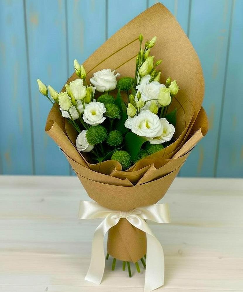 Букет цветов из: Хризантемы и Лизиантусы в Сеченово