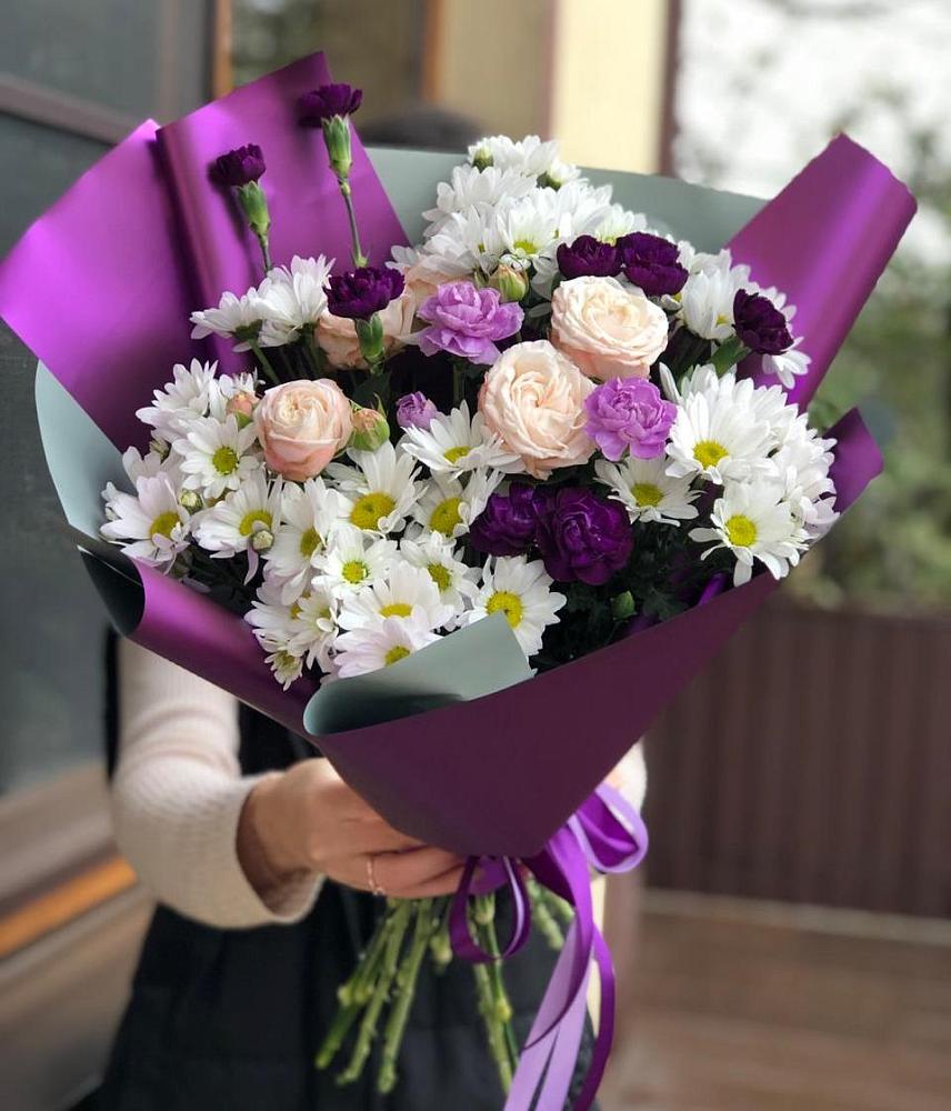 Букет цветов из: Хризантемы, Гвоздики и Розы в Сеченово