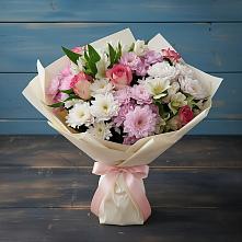 Букет цветов из:  Хризантемы, Альстромерии и Розы в Сеченово