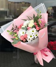 Букет цветов из:  Розы, Лизиантусы и Хризантемы в Сеченово