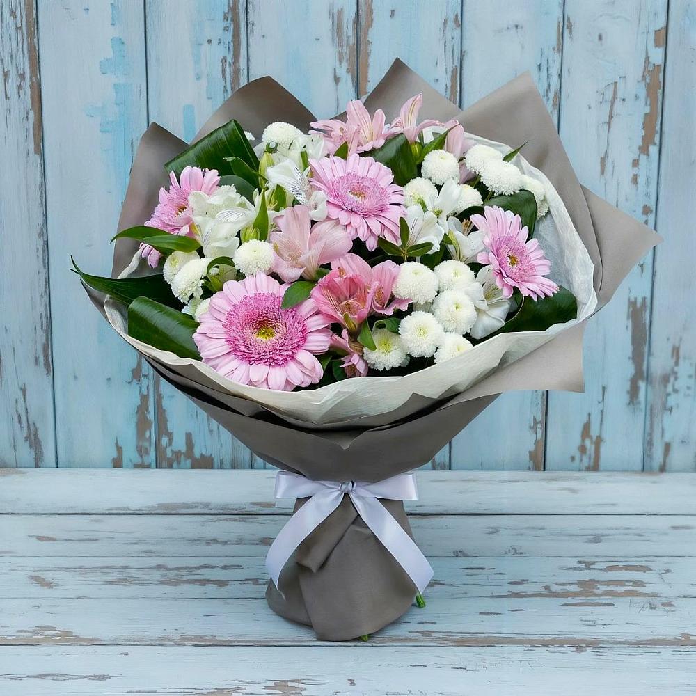 Букет цветов из: Герберы, Альстромерии и Хризантемы в Сеченово